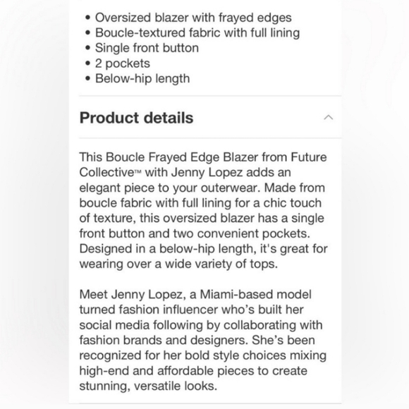 NWT Future Collective X Jenny K. Lopez Tweed Blazer Jacket in Ivory Size 3X ✨ - Picture 7 of 13